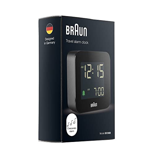 Braun Digital Travel Alarm Clock Black - BC08B