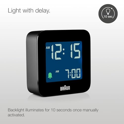 Braun Digital Travel Alarm Clock Black - BC08B