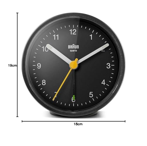 Braun Classic Analogue Alarm Clock Black - BC12B
