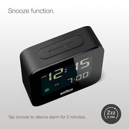 Braun Digital Travel Alarm Clock Black - BC08B