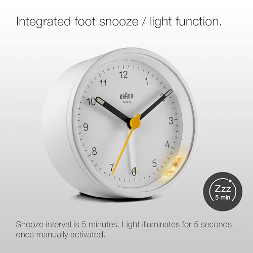 Braun Classic Analogue Alarm Clock White - BC12W