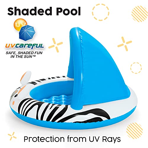 Bestway Shaded Baby Pool | Safari Fun Inflatable Play Centre, UV Sunshade, Inflatable Floor, Zebra Design, Ages 2+