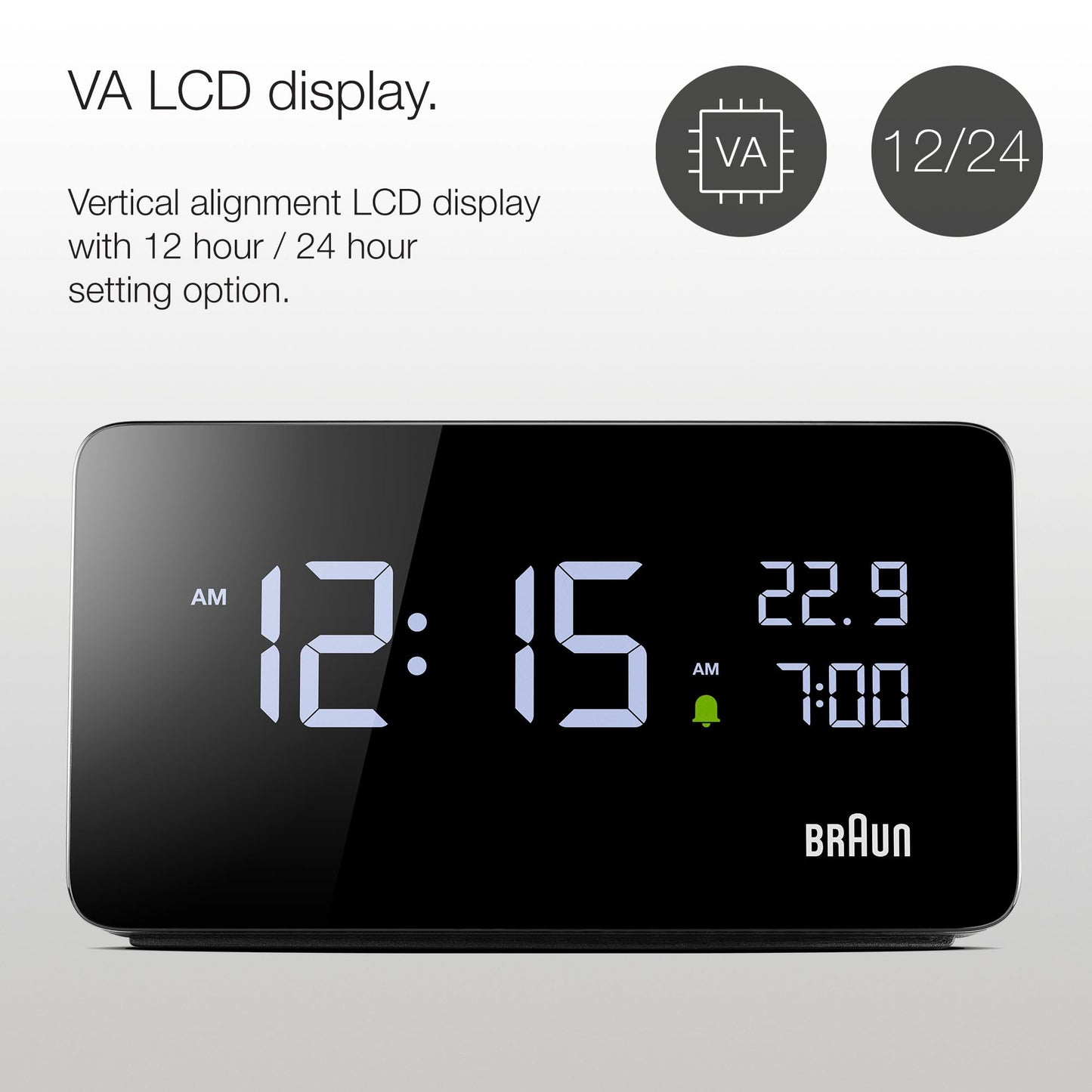Braun Digital Alarm Clock Black - BC20B