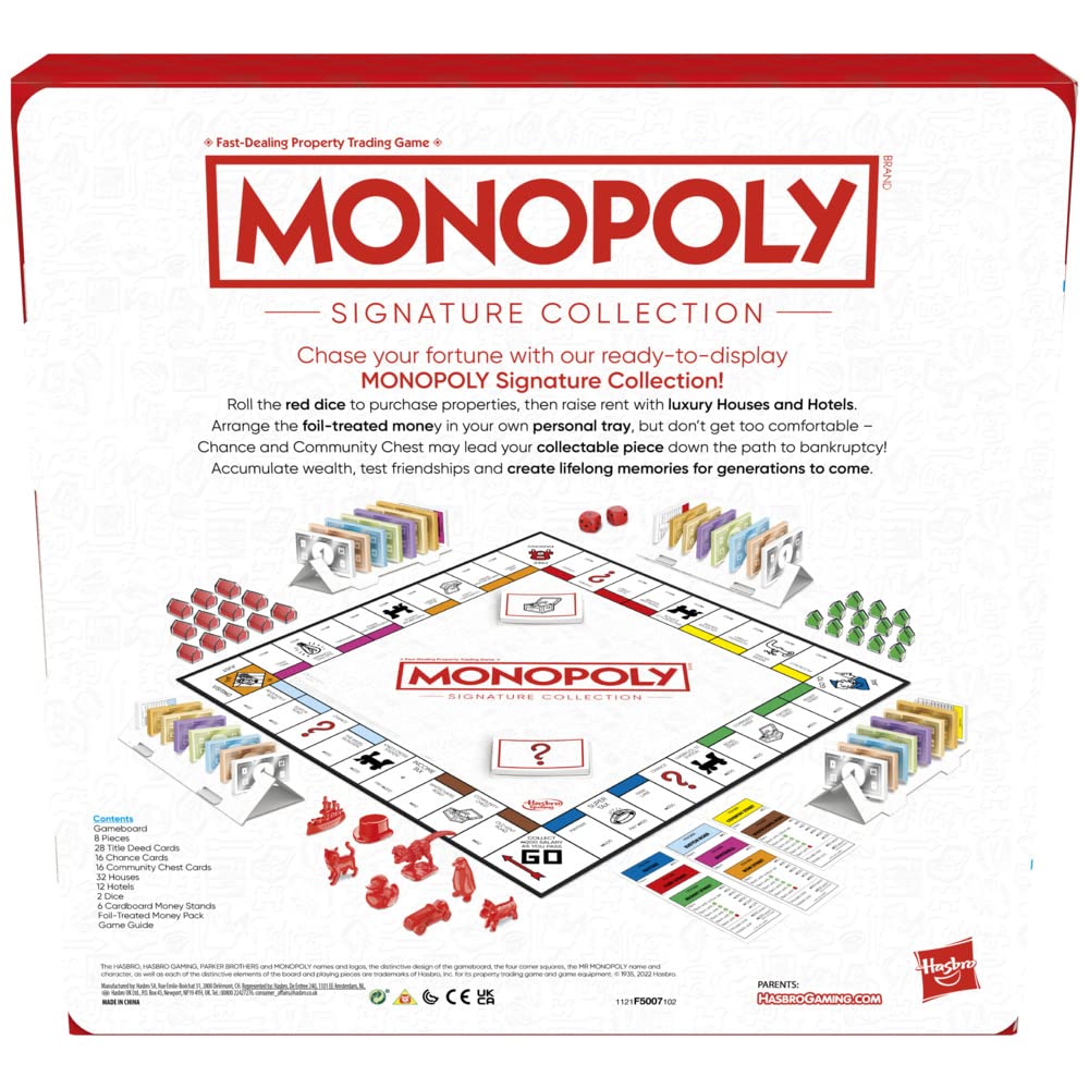 Monopoly Signature Collection Family Board Game for 2 to 6 Players, Premium Packaging and Components, Game for Ages 8+