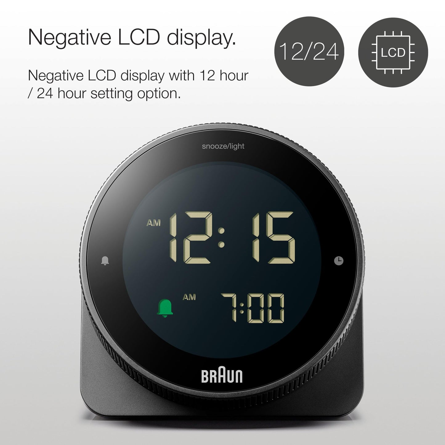 Braun Digital Alarm Clock Black - BC24B