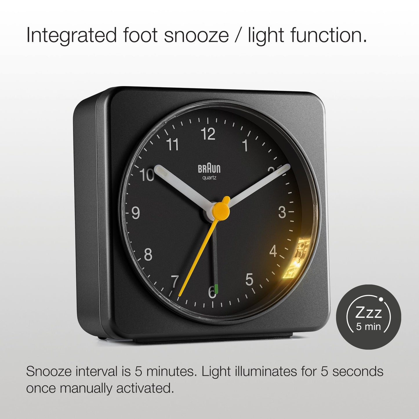 Braun Classic Analogue Alarm Clock Black - BC03B