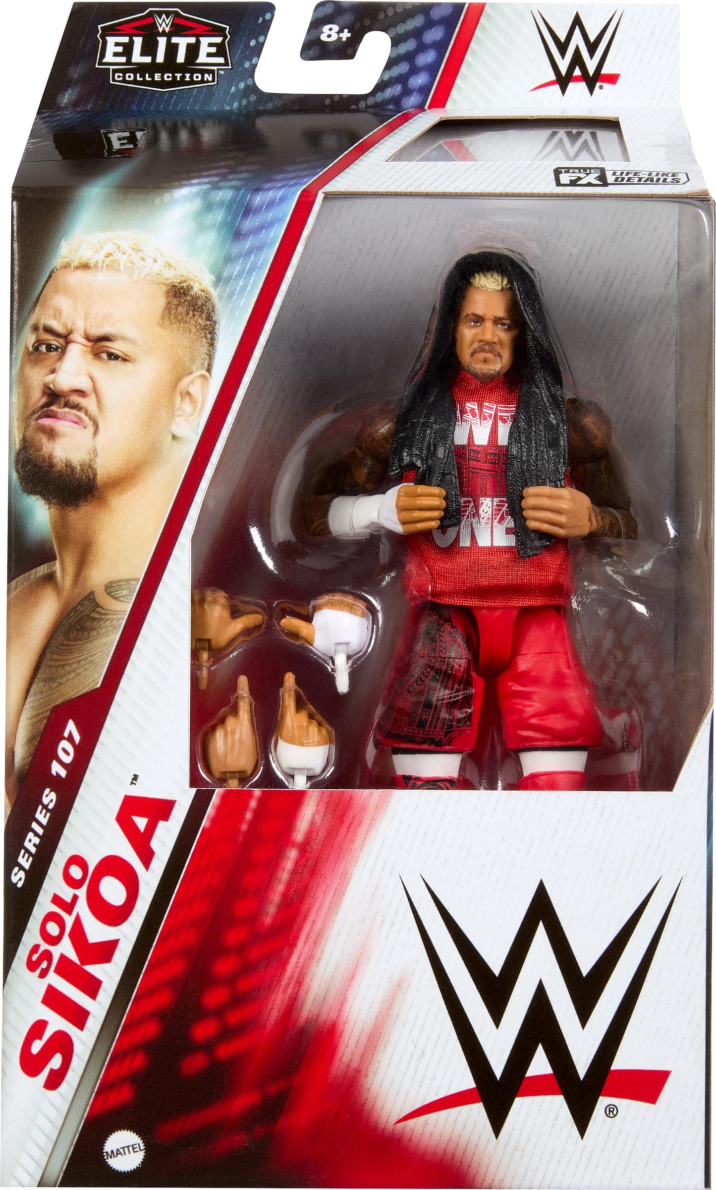 Mattel WWE Elite Action Figure & Accessories, 6-inch Collectible Solo Sikoa with 25 Articulation Points, Life-Like Look & Swappable Hands, HTX36